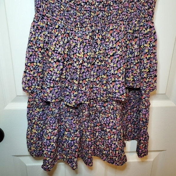 Patrons of Peace Retro Ditsy Floral Print Tiered Ruffle Skirt M Smock Waist - Picture 4 of 9
